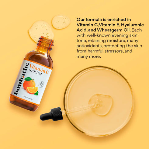 Vitamin C Serum for Face - 2oz Natural Anti-Aging Moisturizer, Brightening Dark Spot Remover with Hyaluronic Acid,