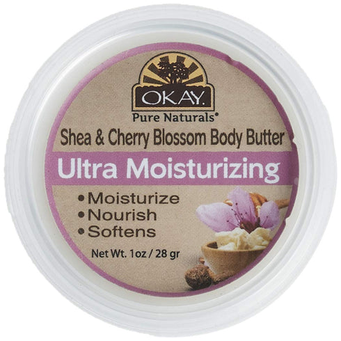OKAY SHEA and CHERRY BLOSSOM BODY BUTTER, Ultra Moisturizing, 1oz / 30gr