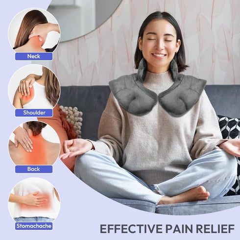 Microwavable Heat Pad for Neck and Shoulders, Weighted Moist Heating Wrap for Pain Relief
