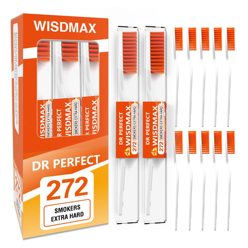 Pack 12 DR PERFECT Extra Hard Toothbrushes Firm Toothbrush for Smoker's Teeth Whitening