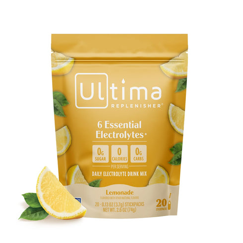 Ultima Replenisher Daily Electrolyte Powder Drink Mix – Sugar Free Lemonade, 20 Stickpacks