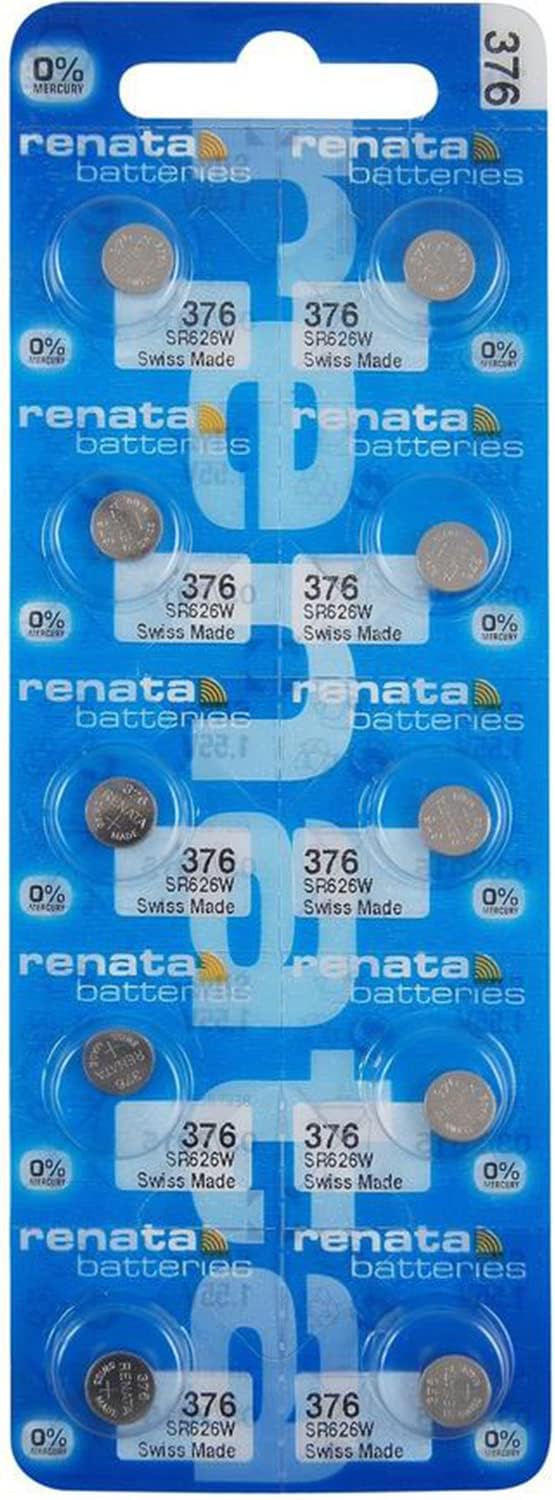 Renata 376 SR626W Batteries - 1.55V Silver Oxide 376 Watch Battery (10 Count)