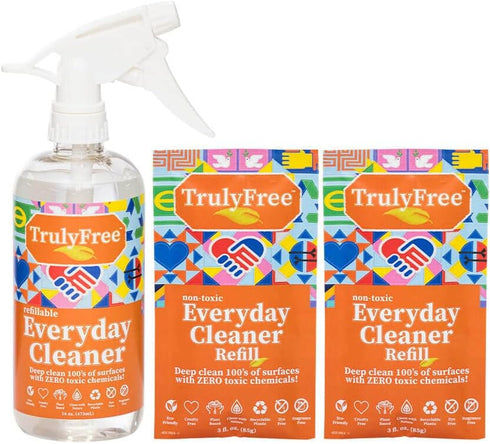 Everyday Cleaner - All Purpose Natural Spray, Household Cleaning Supplies - 16oz Empty Bottle, 2 Refills (3 oz each)