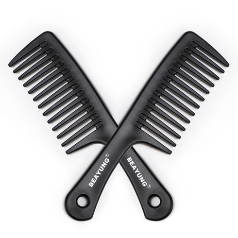 2PCS Large Wide Tooth Comb, Shower Combs for Wet Curly Hair, Durable Hair Brush for Best Styling and Care (2 Black)