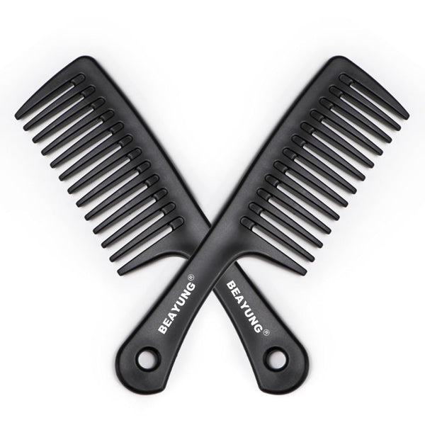 2PCS Large Wide Tooth Comb, Shower Combs for Wet Curly Hair, Durable Hair Brush for Best Styling and Care (2 Black)