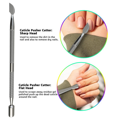 Professional Cuticle Trimmer with Cuticle Pusher Nail Cuticle Nipper Silver Stainless Steel Sharp Blades Manicure Tools with Double Spring Nail Care Pedicure Nail Tools Home Spa
