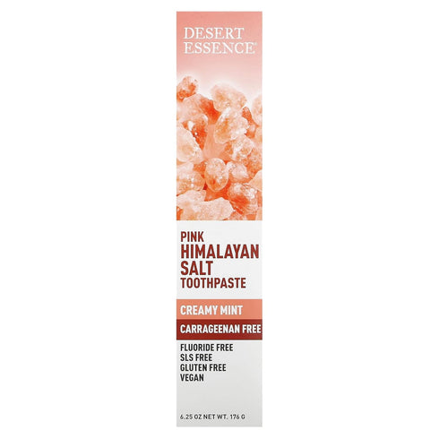 Desert Essence Pink Himalayan Salt Toothpaste, 6.25 Ounce, Creamy Mint, Complete Oral Care, Carrageenan Free