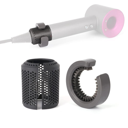 Upgraded Hair Dryer Filter Cover for Dyson Supersonic HD01 HD03 HD08 Models, Strainer Filter with Cleaning Brush (Gray)