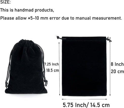 Tendwarm 20 Pcs Black Velvet Bags - 5.9x7.8 Inches Drawstring Candy Jewelry Pouch Bags for Favors