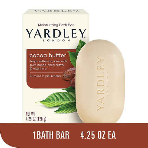 Yardley Moisturizing Bar Cocoa Butter, 4.0 oz (Pack of 6)