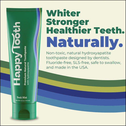Natural Hydroxyapatite Toothpaste - Fluoride Free, SLS Free - Whitening for Sensitive Teeth - Natural Ingredients - Dentist Formulated & Recommended - Adults & Kids - Fresh Mint 4 oz