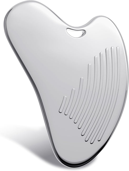 Non-Slip Grip Stainless Steel Gua Sha Tool for Face, Ribbed Facial Guasha