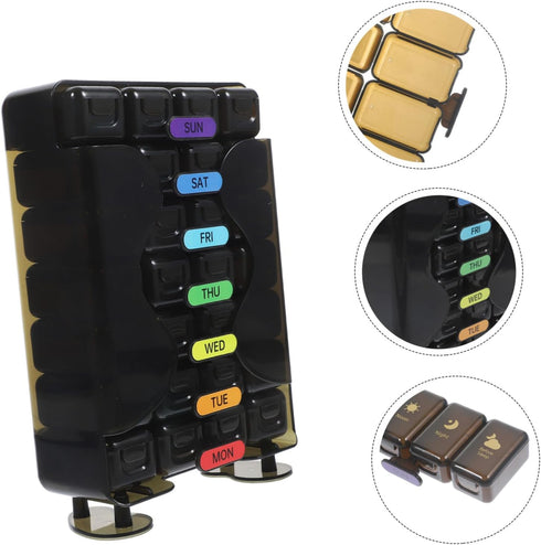 Portable Travel Medicine Case Weekly Dispenser Pill Organizer Wear-Resistant Storage Container for Daily Vitamin
