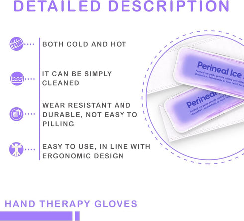 Reusable Perineal Ice Packs for Postpartum Care, 2 Gel Pads + 5 Washable Sleeves for Hemorrhoid Pain Relief