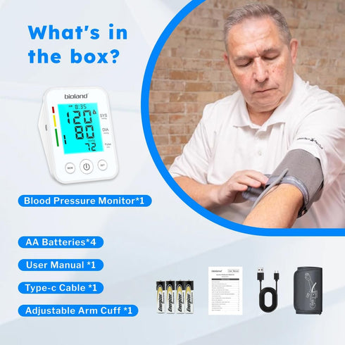 Upper Arm Blood Pressure Monitor, Automatic Digital BP Machine with Backlit LED Screen, Adjustable Cuff, BPM Model