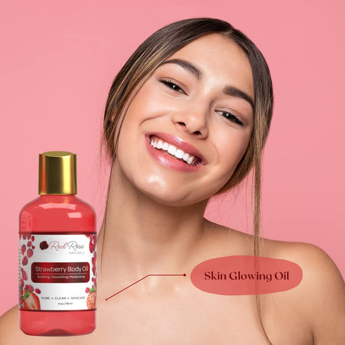 Strawberry Body Oil - Natural Hydrating & Deep Moisturizing for Women, 4 fl. oz