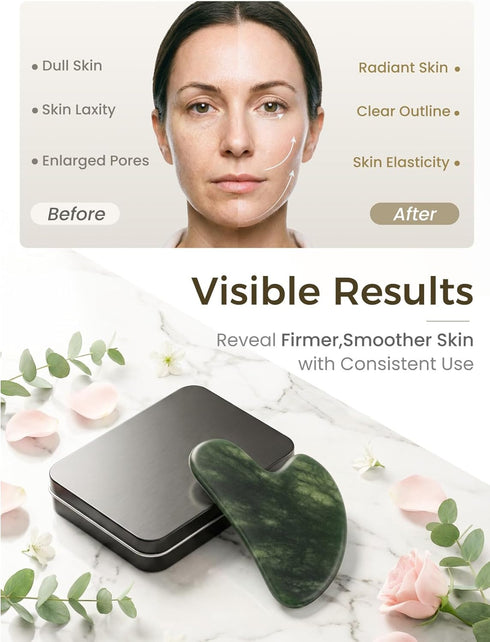 tophld Gua Sha Facial Tool Jade Guasha Tool for Face, Neck & Body Gua Sha Tool for Lymphatic Drainage, Puffiness
