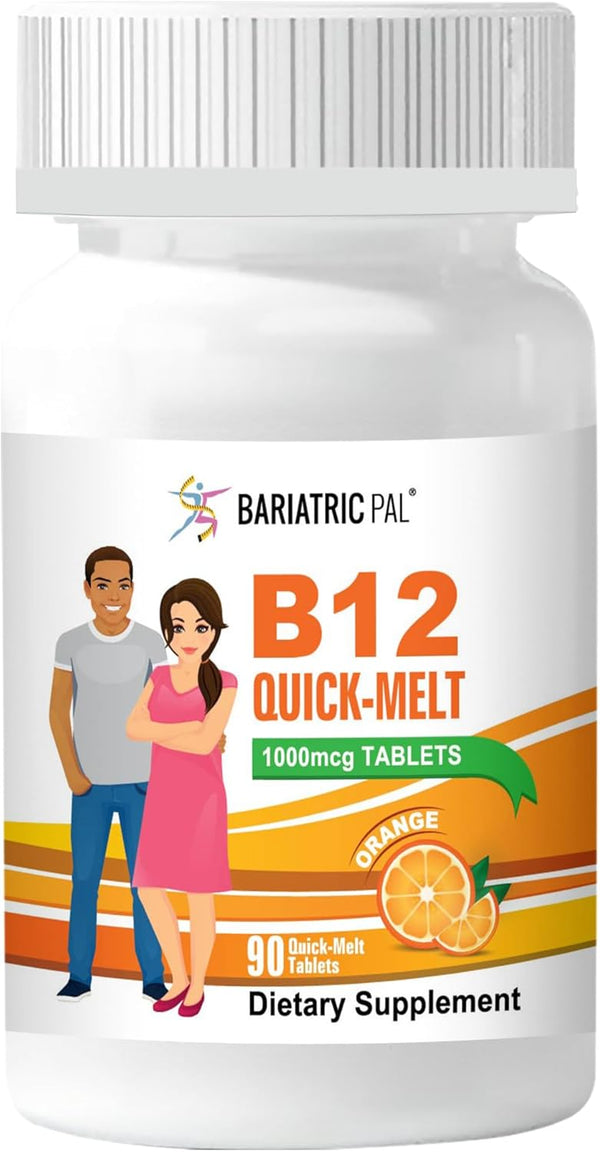BariatricPal 1,000mcg B12 Sugar-Free Quick Melts - 90 Count, Orange Flavor