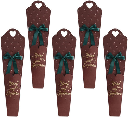 Parliky Single Flower Packaging Boxes 5pcs Dark Red Paper Wrappers for Floral