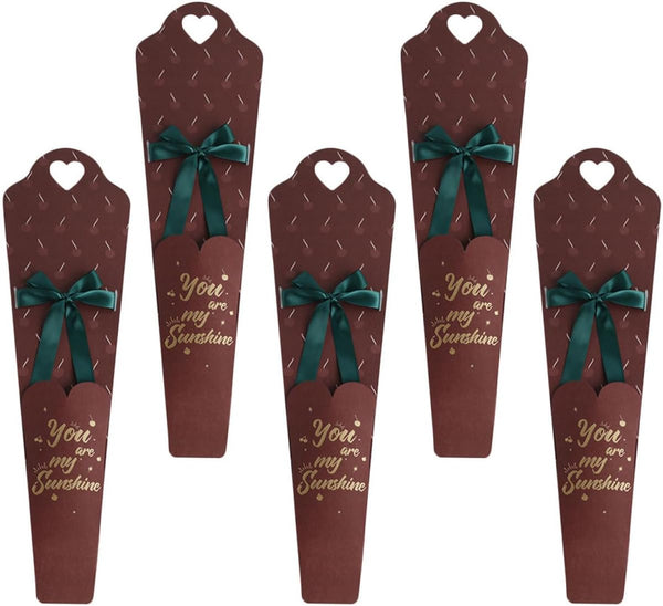 Parliky Single Flower Packaging Boxes 5pcs Dark Red Paper Wrappers for Floral