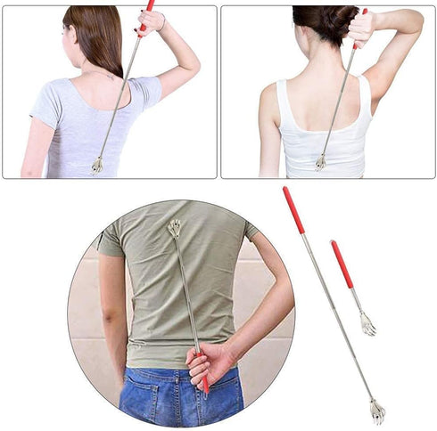 Telescopic Back Scratcher with Extendable Handle, Portable Stainless Steel Hand Massage Tool, 2 Pack