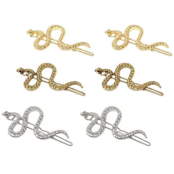 Honbay 6PCS Alloy Snake Hair Clips Vintage Pattern Decorative Hair Barrettes for Women