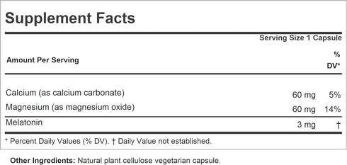Melatonin-3 60 ANDREW LESSMAN mg - Capsules - Physiologically Balanced Levels to Naturally Promote Restful Sleep.