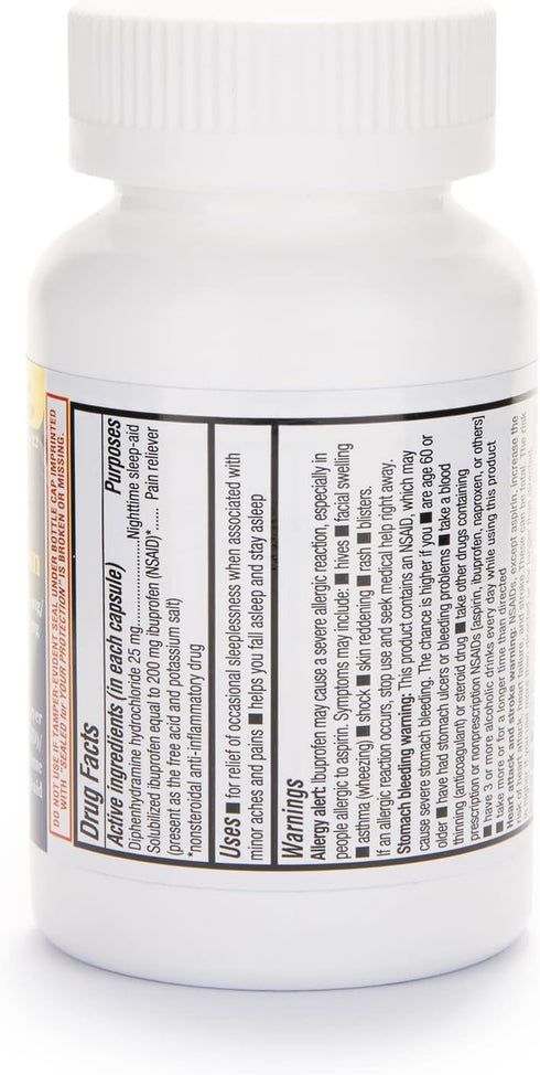 Ibuprofen PM Softgels, Pain Reliever/Nighttime Sleep Aid, Made in USA, 120 Count