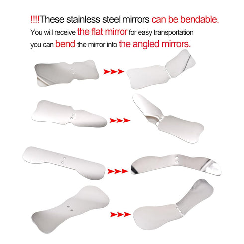 Dental Photography Mirrors Dental Orthodontic Mirror Stainless Steel Single Sided Photographic Occlusal Mirror,Bendable Dental Oral Mirror Intra-Oral Reflector(D type)