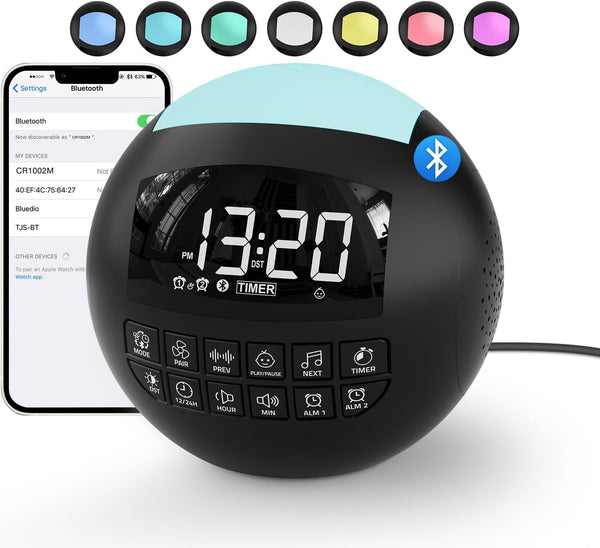 5-in-1 White Noise Sound Machine + Bluetooth + Night Light, 42 Soothing Sounds for Kids and Adults