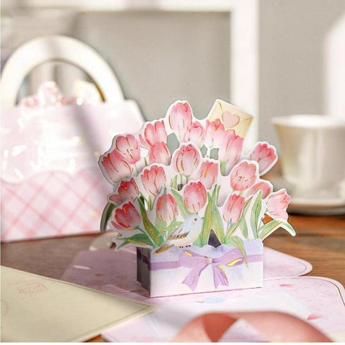 Zhuluck 3D Pink Mother'S Day Up Cards Anniversary Up Cards Gift For Birthday Anniversary Wedding