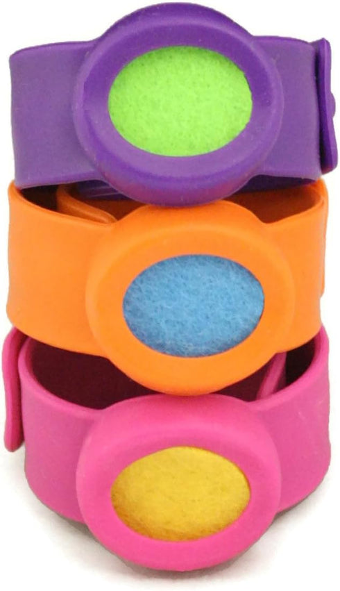 Kids Essential Oil Diffuser Slap Bracelet Set - 3 Sweet Bracelets in Pink, Orange, Purple for Girls