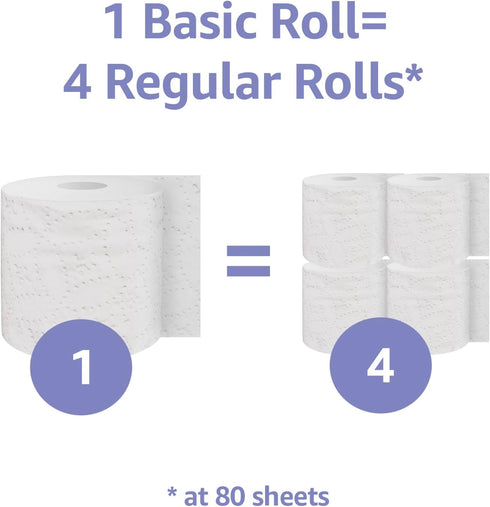 Amazon Basics 2-Ply Toilet Paper, 30 Rolls = 120 Regular Rolls, Unscented, 350 Sheets (Pack of 30)