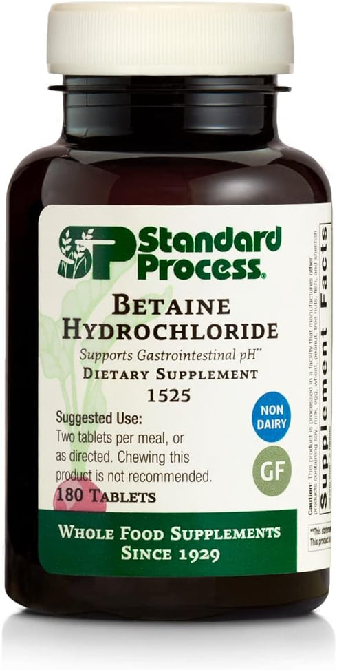 Standard Process Betaine Hydrochloride - Whole Food GI and Digestive Health Supplement, 180 Tablets