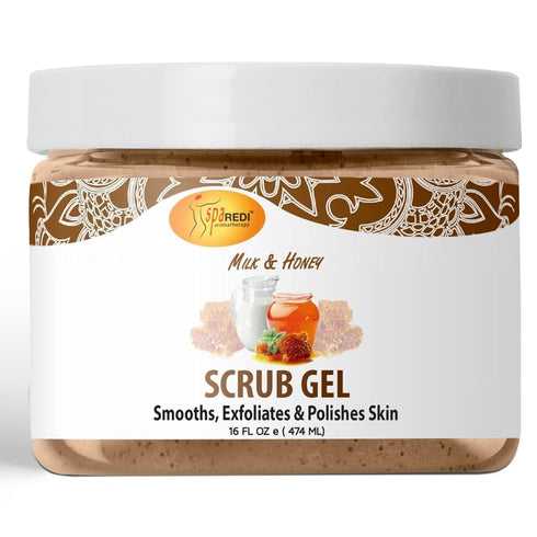 SPA REDI Exfoliating Scrub Pumice Gel, Milk and Honey, 16 Oz - Body Exfoliator with Hyaluronic Acid