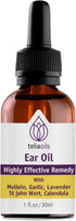 Teliaoils Natural Ear Drops, Essential Oil with Garlic and Mullein for Earwax Removal, 1 oz