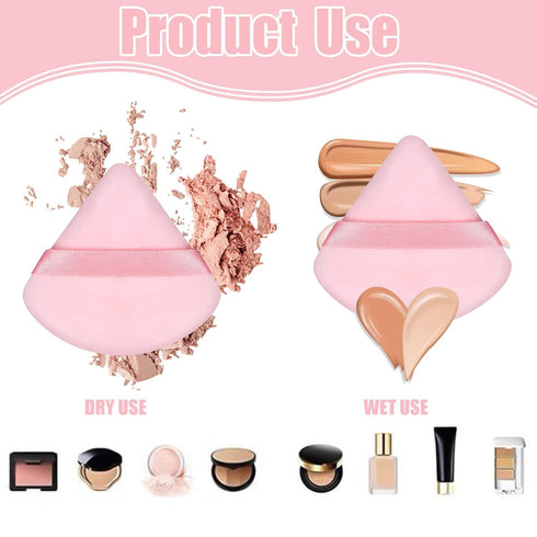 Pimoys 12 Pieces Powder Puff Face Triangle Makeup Puff, Soft Cosmetic Foundation Sponge (Black, Pink)