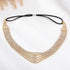 Layerd Head Chain Rhinestone Hair Jewelry Gold Elastic Headpiece Wedding Crystal Prom Party Halloween Headband for Women and Girls (Gold)