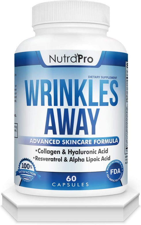 NutraPro Anti Wrinkle and Ageless Skin Vitamins - Skin Repair Complex with Collagen, Resveratrol, & Hyaluronic Acid