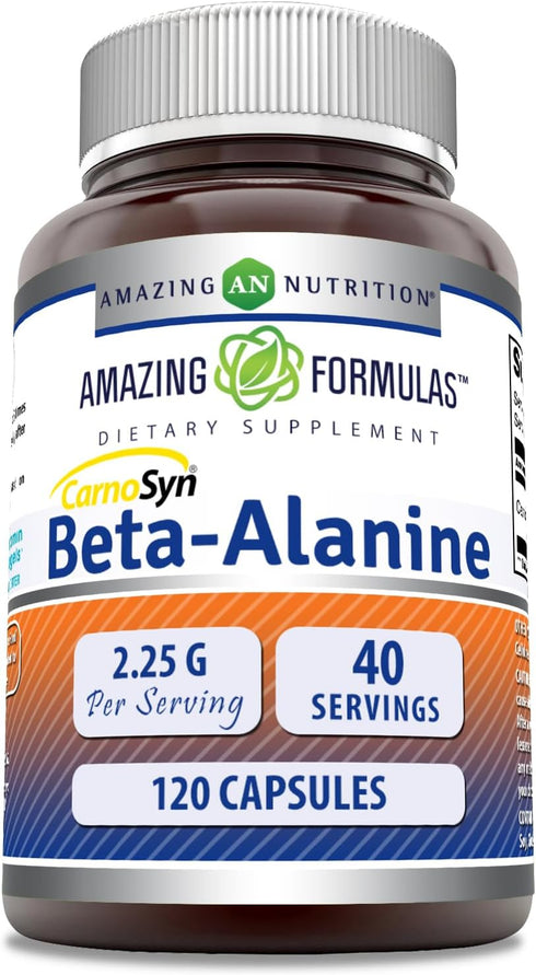Amazing Formulas Beta Alanine Supplement, 2250 Mg Per Serving, 120 Capsules, Non-GMO, Gluten-Free