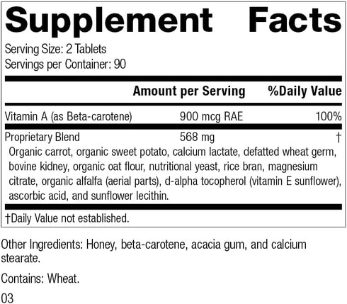 Standard Process Cataplex A - 180 Tablets, Antioxidant Supplement for Eye Health, Vitamin A, Magnesium Citrate,