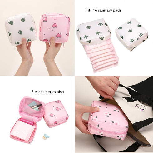 Happyupcity 3Pcs Sanitary Napkin Storage Bag Portable Oxford Nylon Period Pouch with Zipper for Tampons, Menstrual Cups