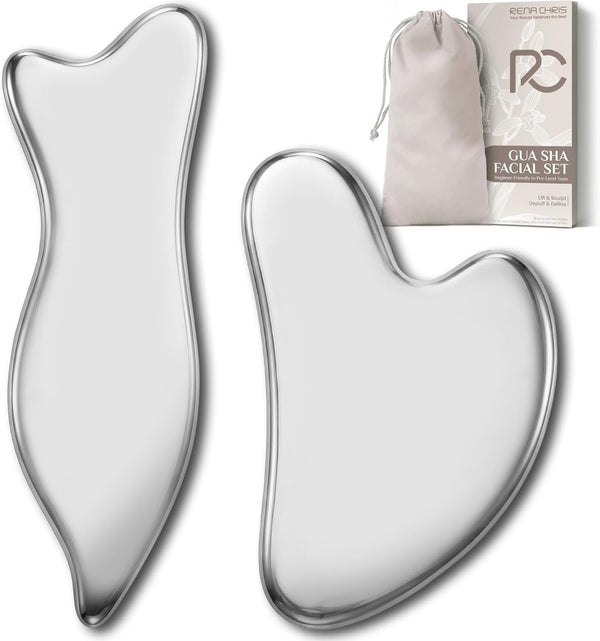 Rena Chris Stainless Steel Gua Sha Set, Guasha Tool for Face and