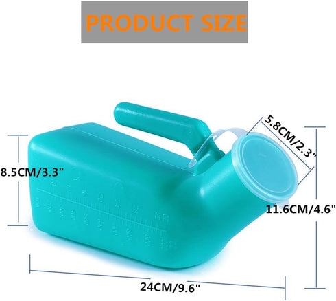 YUMSUM Thick Firm Male Urinal, 32oz./1000mL, Green, 2 Pack