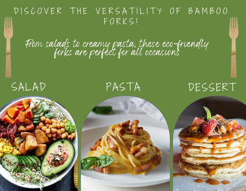 Bamboo Disposable & Compostable Forks - 6.7" Eco-Friendly Utensils, 100 Pack (Forks)