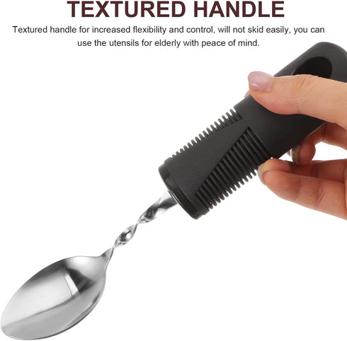 Weighted Utensils for Hand Tremors - Angled Adaptive 4Pcs Self Eating Curved Cutlery Set