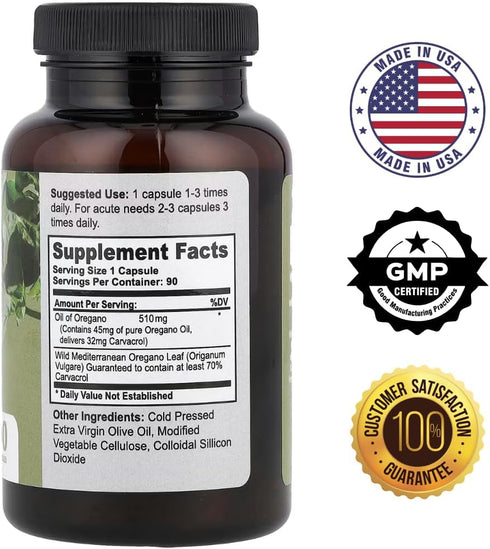 Wild Oregano Oil Vegetarian Soft Capsules - California Natural, Immune System & Digestive Support, 90 Count