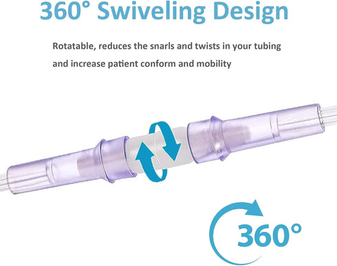 5PCS Oxygen Tubing Swivel Connector Supply, 360 Degree Swivel for Home Oxygen Concentrator Accessories
