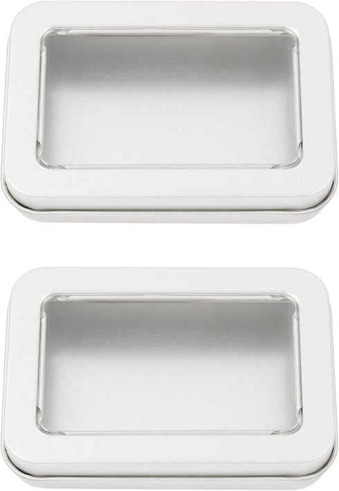 2Pack Portable Dental Floss Case with Transparent Window, Reusable Floss Holder for Travel (Silver)