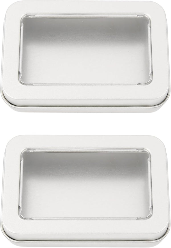 2Pack Portable Dental Floss Case with Transparent Window, Reusable Floss Holder for Travel (Silver)
